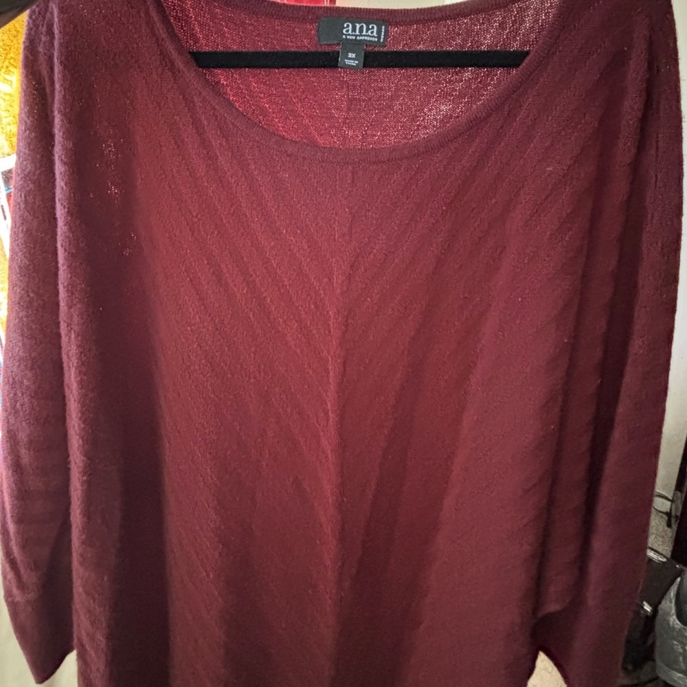 a.n.a Women's Deep Red Crew Neck Sweater